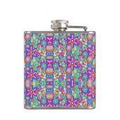 Farbige Flasche mit lebendigen geometrischen und f Flachmann (Rückseite)