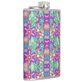 Farbige Flasche mit lebendigen, symmetrischen Blum Flachmann (Rechts)