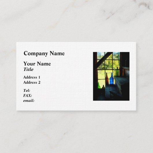 Farbige Flaschen auf Stufen Visitenkarte (Vorderseite)