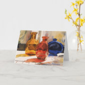 Farbige Flaschen Karte (Gelbe Blume)