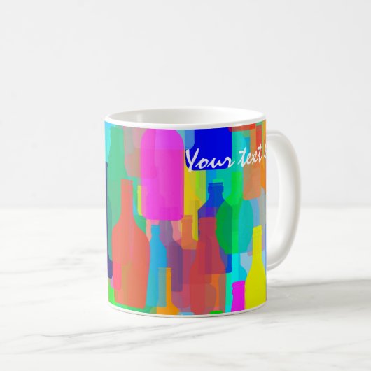 Farbige Flaschen Textur Kaffeetasse (VorderseiteRechts)