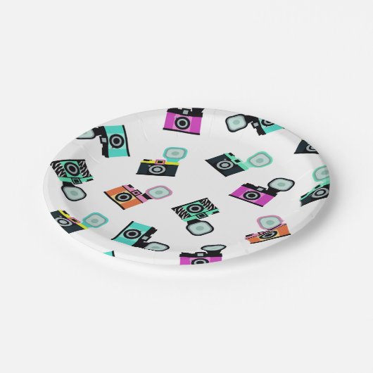 Farbige Flash Camera Paper-Teller Pappteller (Schrägansicht)