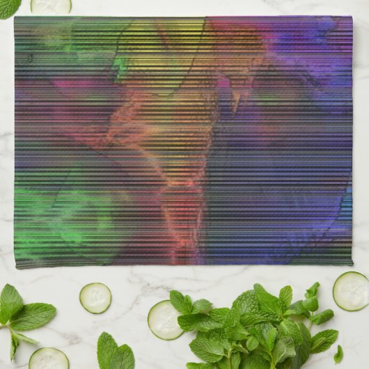 Farbige Flecken unter deformierten Streifen Geschirrtuch (Gefaltet)