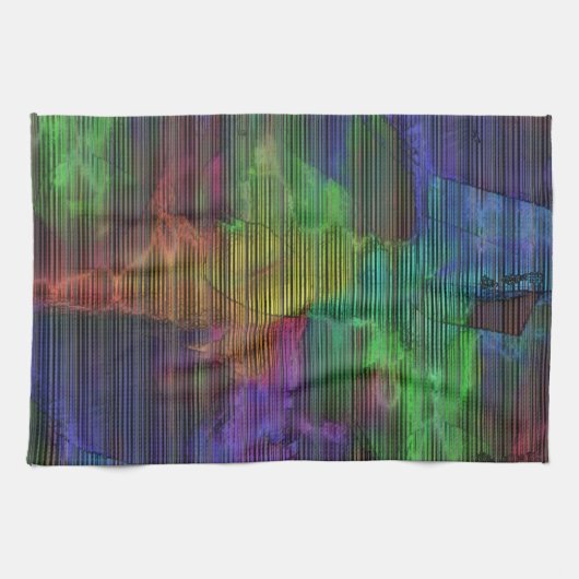 Farbige Flecken unter deformierten Streifen Geschirrtuch (Horizontal)