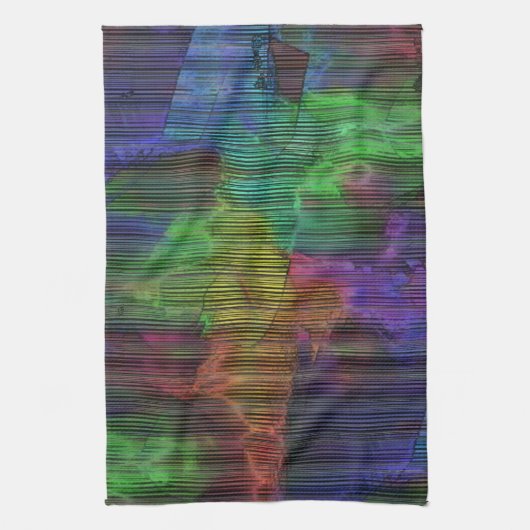 Farbige Flecken unter deformierten Streifen Geschirrtuch (Vertikal)