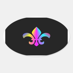 Farbige Fleur de Lis Ovaler Aufkleber