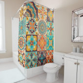 Farbige Fliesen Azulejos. Traditionelles Portugies Duschvorhang (Beispiel)