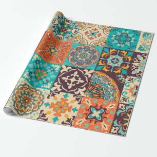 Farbige Fliesen Azulejos. Traditionelles Portugies Geschenkpapier