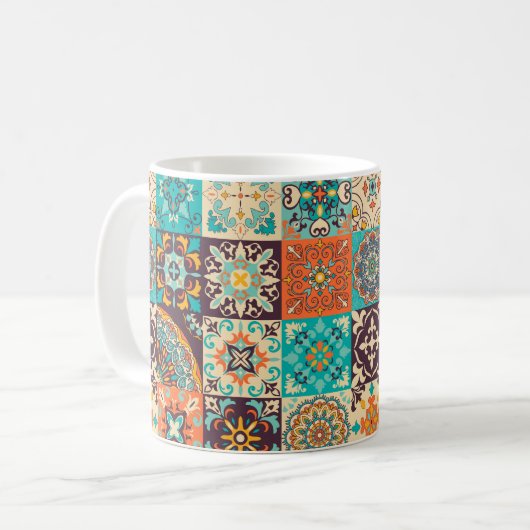 Farbige Fliesen Azulejos. Traditionelles Portugies Kaffeetasse (Vorderseite Links)