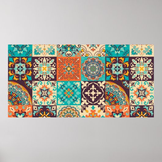 Farbige Fliesen Azulejos. Traditionelles Portugies Poster (Vorne)