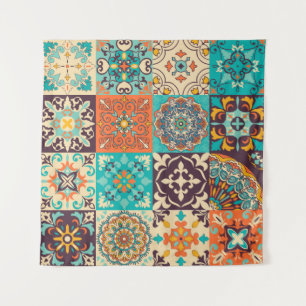 Farbige Fliesen Azulejos. Traditionelles Portugies Wandteppich