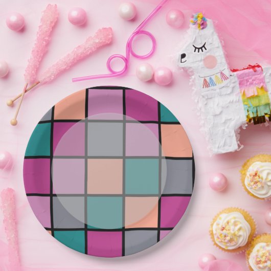 Farbige Fliesen mit leichterem Hauptbereich Pappteller (Party)