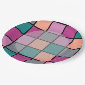 Farbige Fliesen mit leichterem Hauptbereich Pappteller (Schrägansicht)