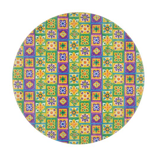 Farbige Fliesen Schneidebrett (Vorderseite)