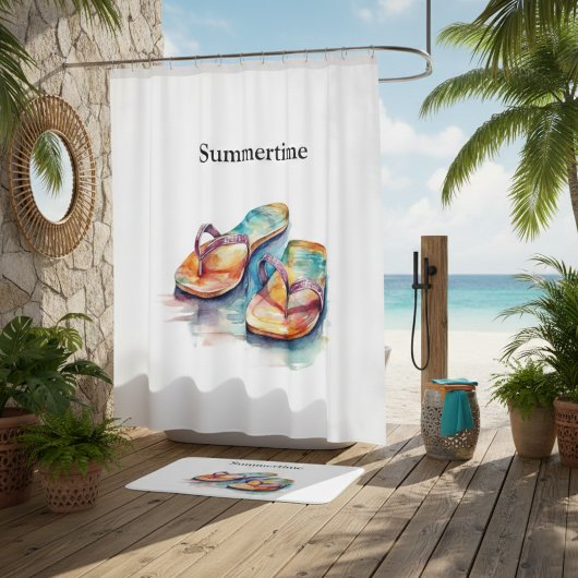 farbige Flip Flops Aquarell anpassbar Badematte