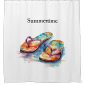 farbige Flip Flops Aquarell anpassbar Duschvorhang (Vorderseite)