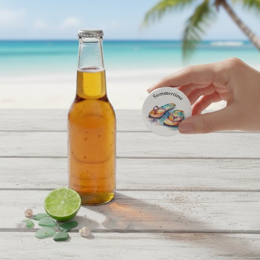 farbige Flip Flops Aquarell anpassbar Flaschenöffner