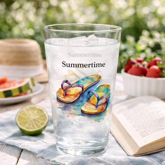 farbige Flip Flops Aquarell anpassbar Glas