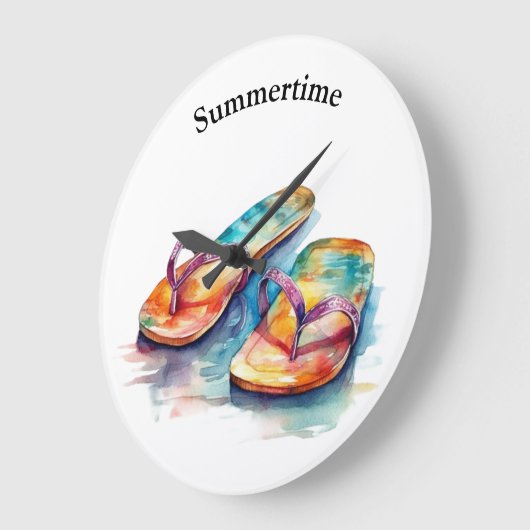 farbige Flip Flops Aquarell anpassbar Große Wanduhr (Winkel)