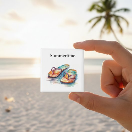 farbige Flip Flops Aquarell anpassbar Magnet