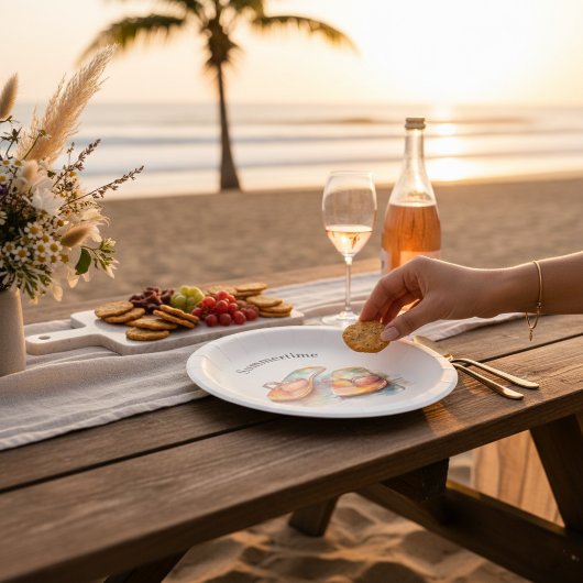 farbige Flip Flops Aquarell anpassbar Pappteller