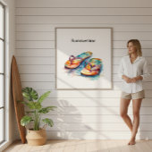 farbige Flip Flops Aquarell anpassbar Poster