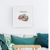 farbige Flip Flops Aquarell anpassbar Poster