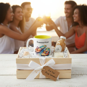 farbige Flip Flops Aquarell anpassbar Zweifarbige Tasse