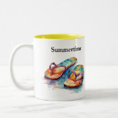 farbige Flip Flops Aquarell anpassbar Zweifarbige Tasse (Links)