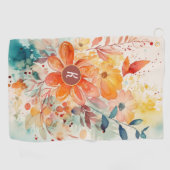 Farbige Floral Monogramm Golfhandtuch (Horizontal)
