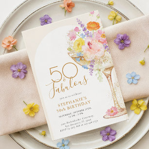 Farbige Florale 50. Geburtstagseinladung Einladung