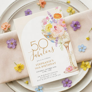 Farbige Florale 50. Geburtstagseinladung Einladung
