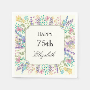 Farbige Florale 75. Geburtstagsserviette Serviette