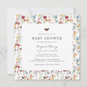 Farbige Florale Babyparty Einladung
