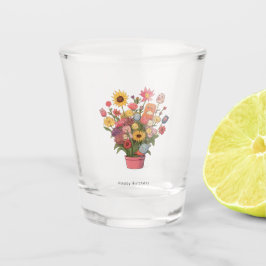 Farbige florale blumige Glas-Geburtstagsbouquet,  Schnapsglas