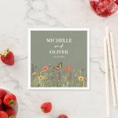 Farbige florale Boho-Wildblumen-Hochzeit Sagegrün Serviette (Beispiel)