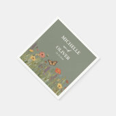 Farbige florale Boho-Wildblumen-Hochzeit Sagegrün Serviette (Ecke)