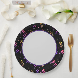 Farbige, florale Druckplatte Pappteller