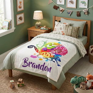 Farbige florale Eidechse personalisiert Sherpadecke