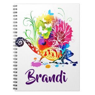 Farbige florale Eidechse personalisiertes Notizbuc Notizblock