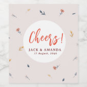 Farbige florale Gastgeschenk Hochzeit Weinflaschen Weinetikett (Einzelnes Label)