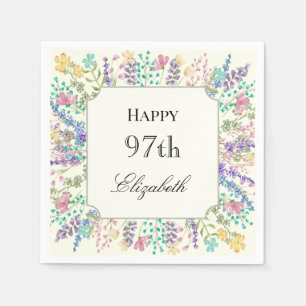 Farbige Florale Geburtstagsserviette zum 97. Serviette