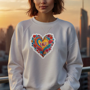 Farbige florale Herz Liebe Romantisches Design Sweatshirt