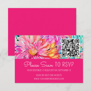Farbige Florale Hochzeits-QR-Code-Beilage RSVP Karte
