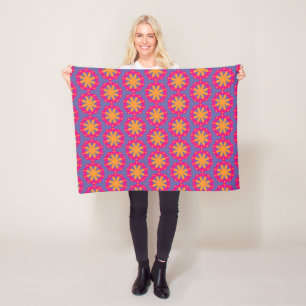 farbige florale Kreisformen Fleecedecke