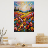 Farbige florale Leinwandkunst, lebendige Blumenmal Poster (Küche)