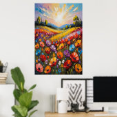 Farbige florale Leinwandkunst, lebendige Blumenmal Poster (Heimbüro)
