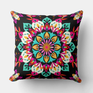 Farbige florale Mandala-Muster Kissen
