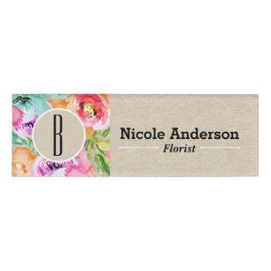 Farbige Florale Moderne Rustikale Botanische Kraft Namenschild