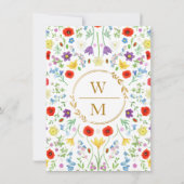 Farbige florale Monogramm Foto Save the Date weiß (Rückseite)